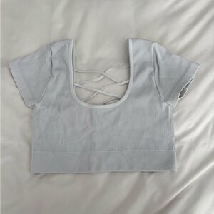 Aerie Light Gray Ribbed Crop Top